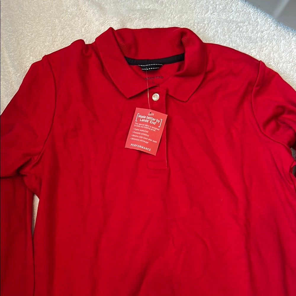 Lands' End Vibrant Red Long Sleeve Shirt
